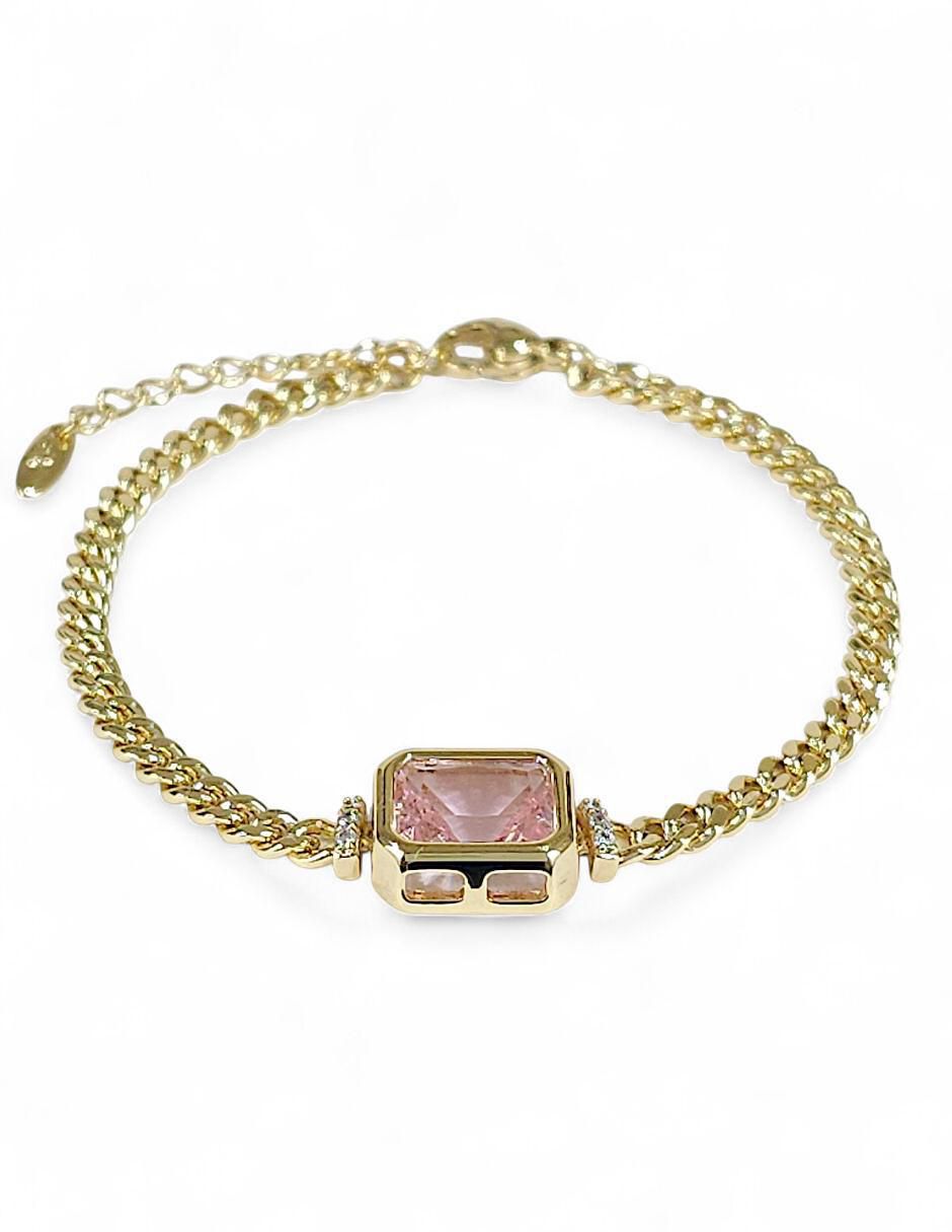 Pulsera con zirconia acabado baño de oro 18 K