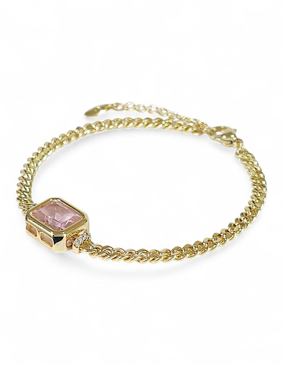 Pulsera con zirconia acabado baño de oro 18 K