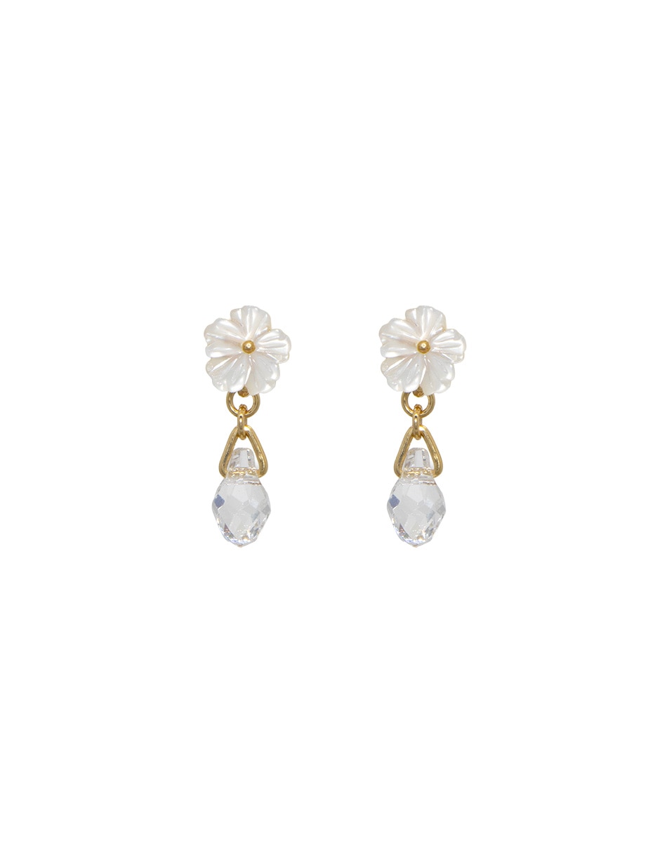 Aretes cortos de flor con acabado pulido 1