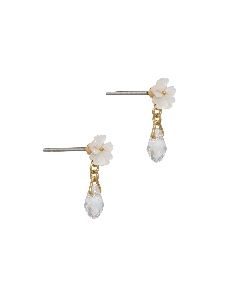 Aretes cortos de flor con acabado pulido 2