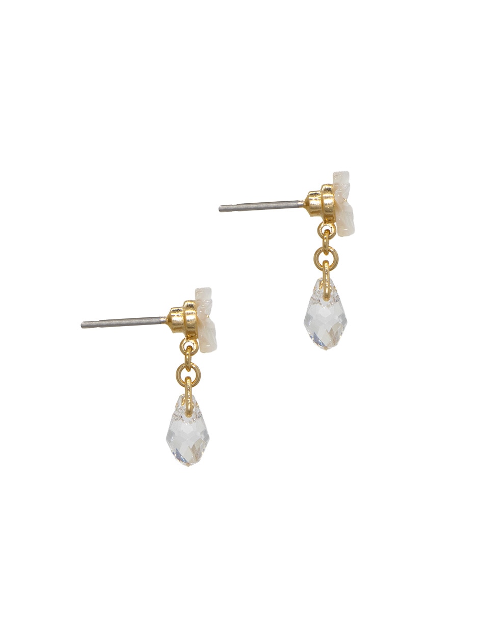 Aretes cortos de flor con acabado pulido 3