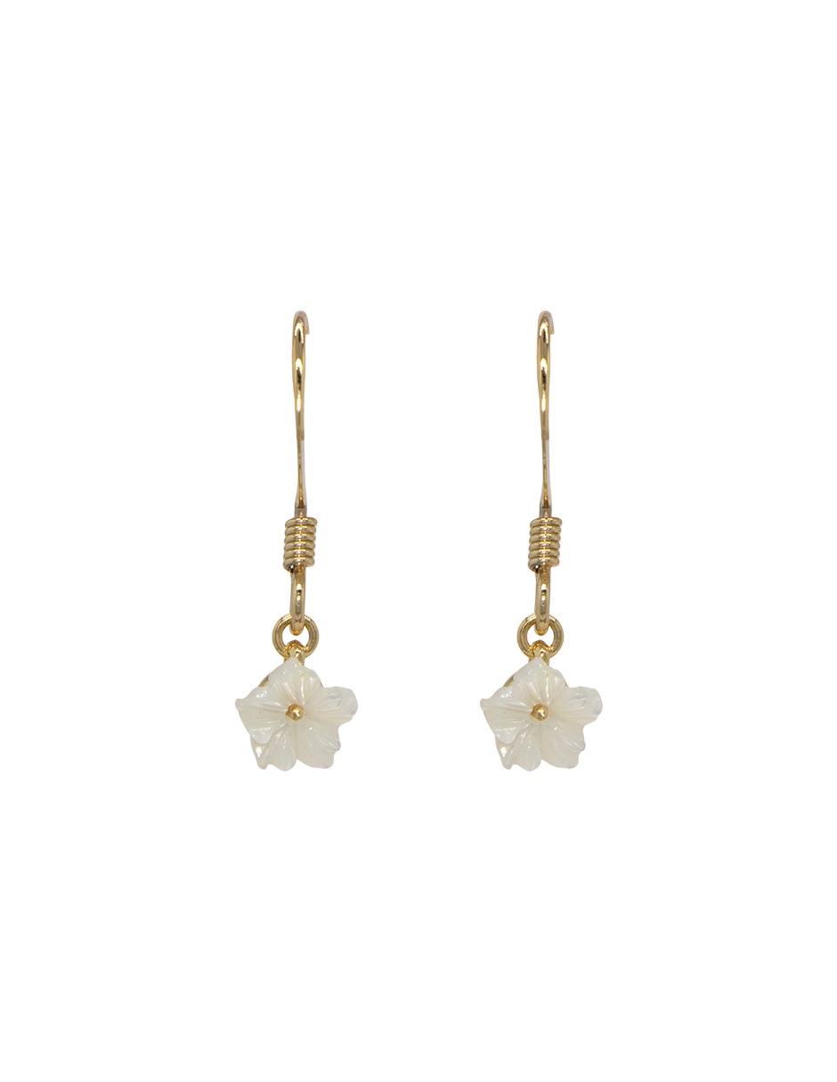 Aretes de flor Carré con acabado pulido madre perla 1