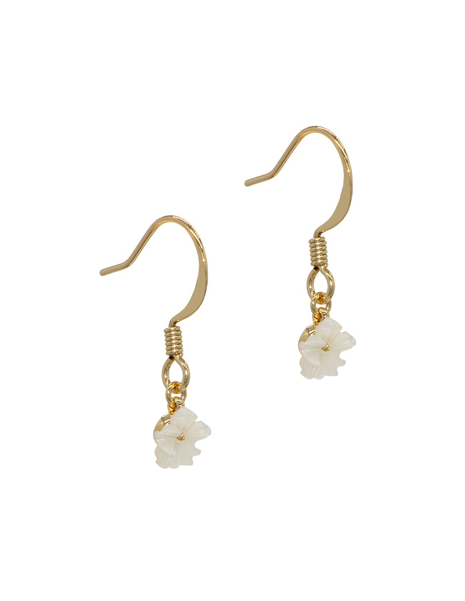 Aretes de flor Carré con acabado pulido madre perla 2