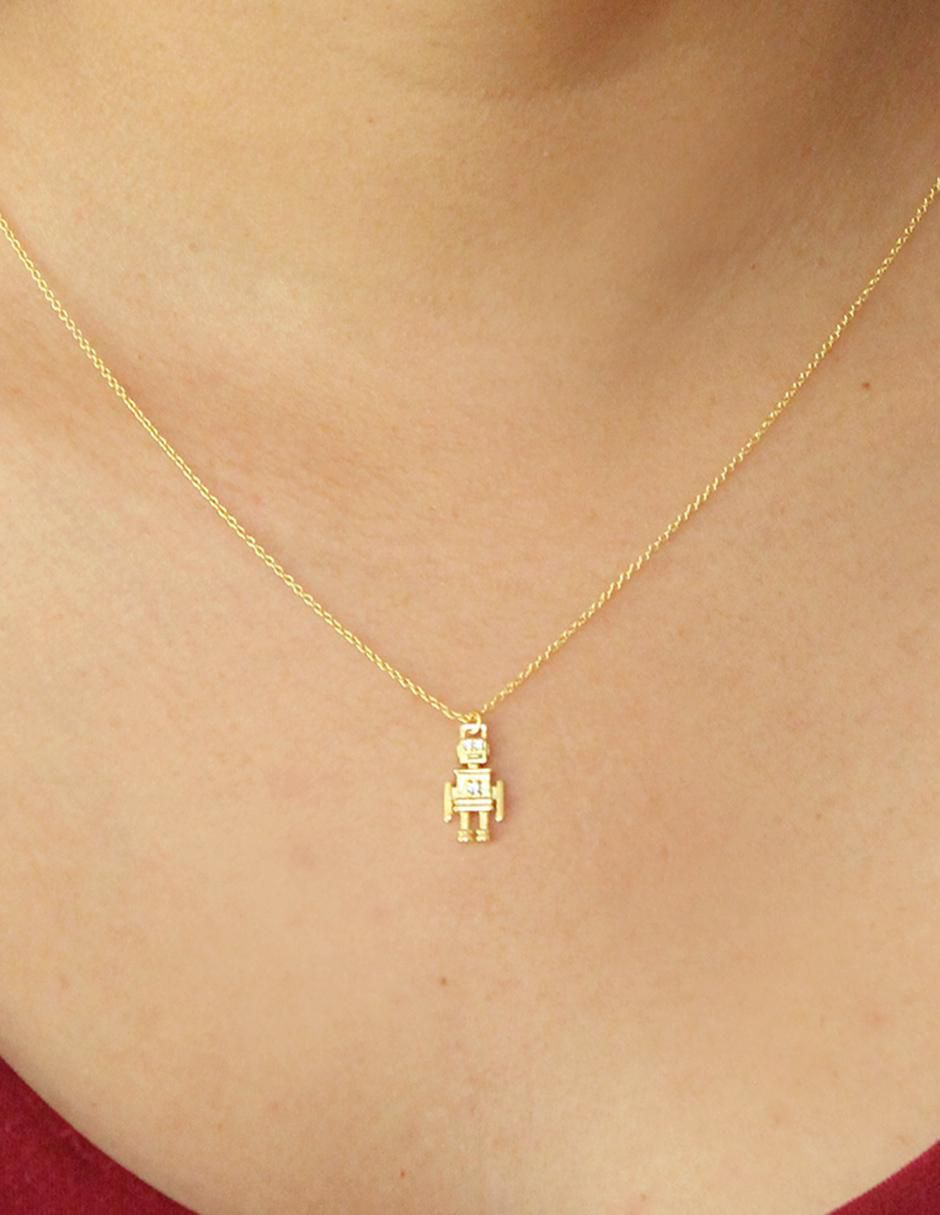 Collar con dije robot de plata P 925 3