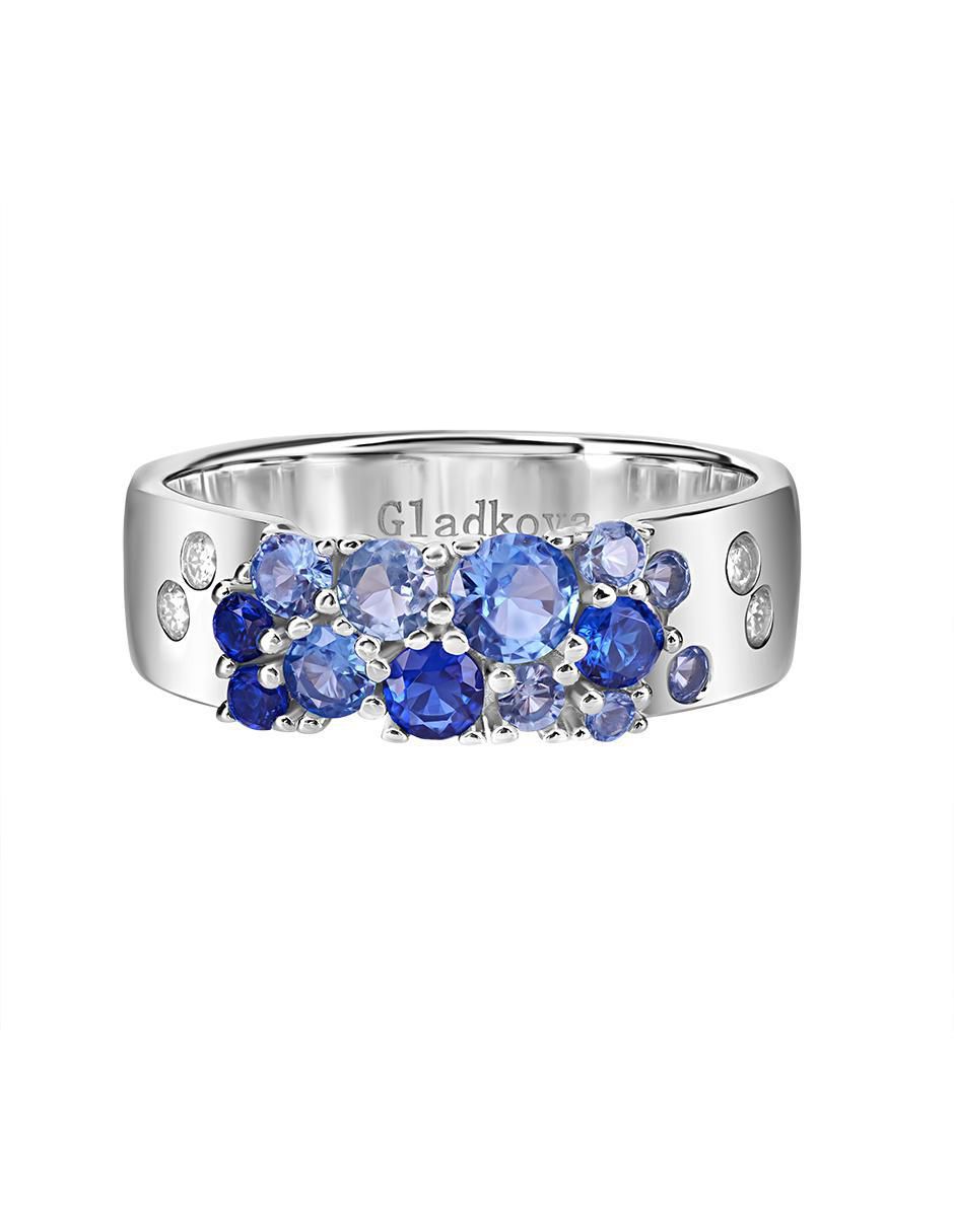 Anillo P 925 de plata zafiro pavé Anillo P 925 de plata zafiro pavé