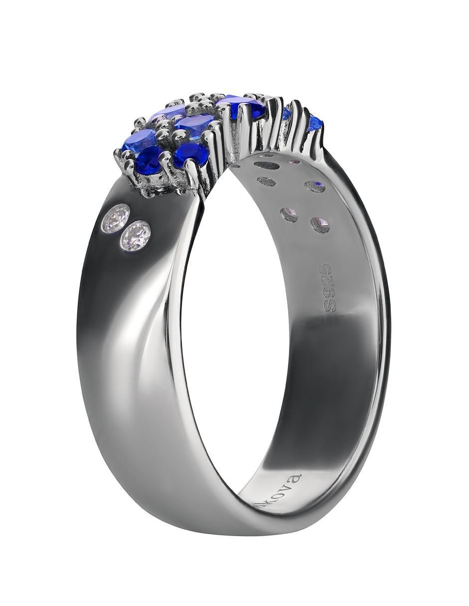 Anillo P 925 de plata zafiro pavé