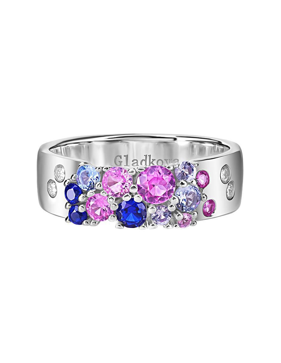 Anillo P 925 de plata zafiro pavé