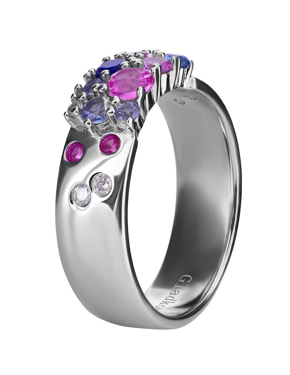 Anillo P 925 de plata zafiro pavé