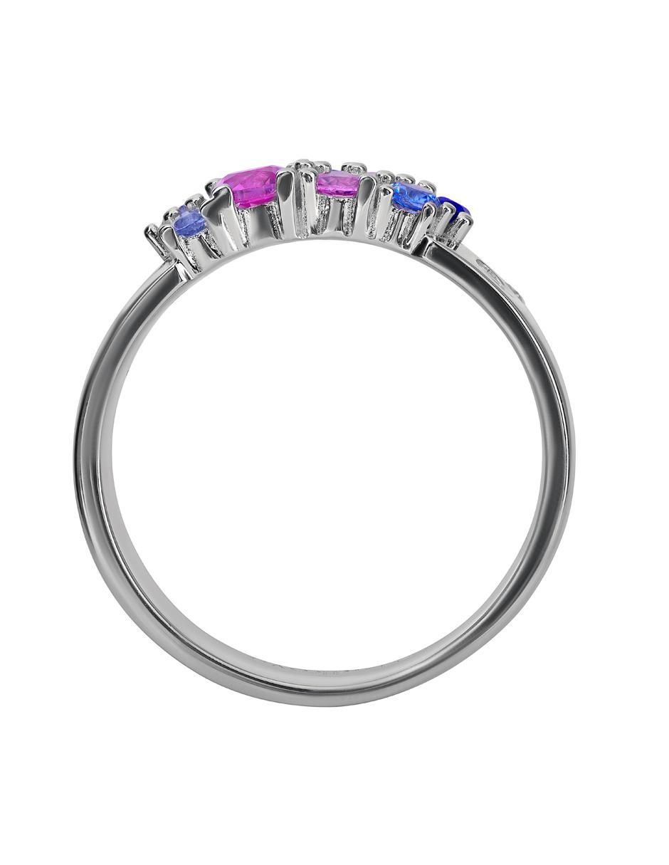 Anillo P 925 de plata zafiro pavé