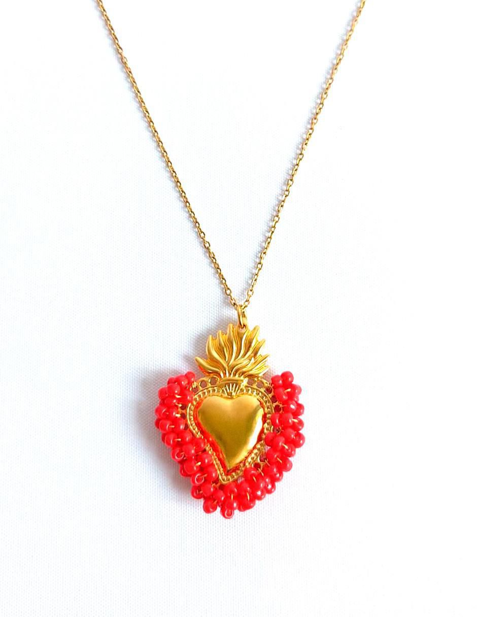 Collar con dije Sagrado Corazón de corazón Joyería con Alma