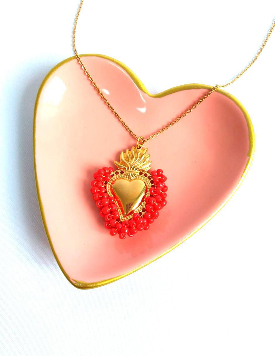 Collar con dije Sagrado Corazón de corazón Joyería con Alma 2