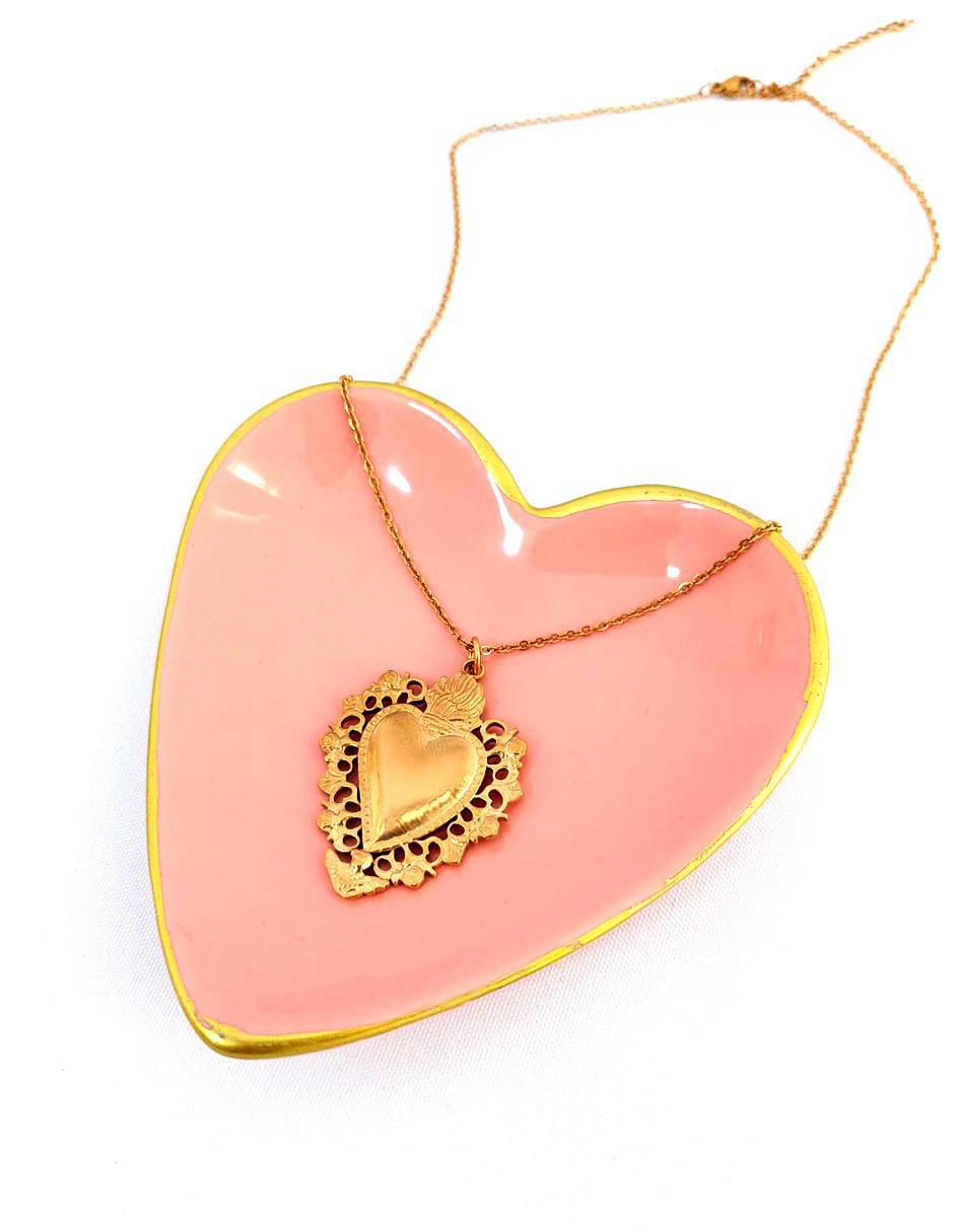 Collar con dije Sagrado Corazón de corazón Joyería con Alma 2