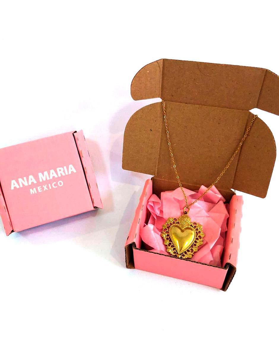 Collar con dije Sagrado Corazón de corazón Joyería con Alma 4
