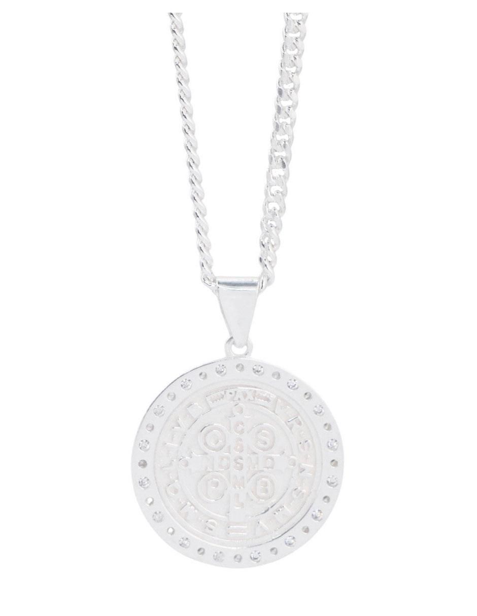 Collar con dije San Benito circular de plata P 925 2
