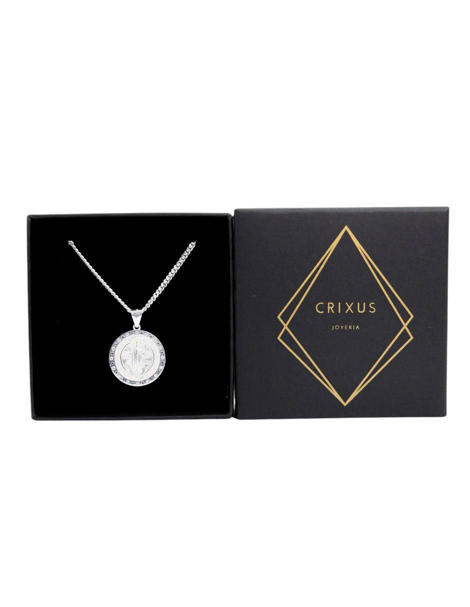 Collar con dije San Benito circular de plata P 925 6