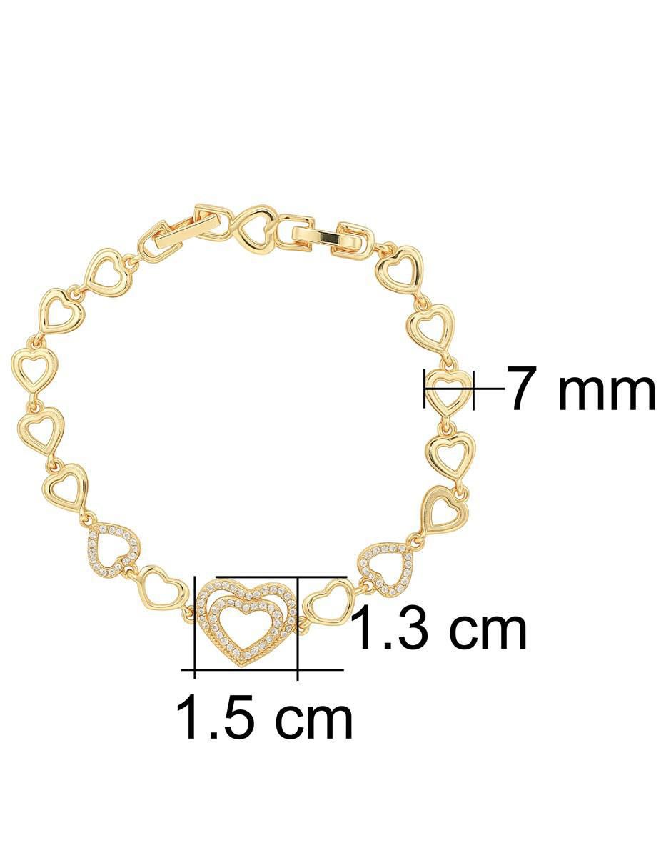 Pulsera con zirconia 18 K acabado chapa de oro 6
