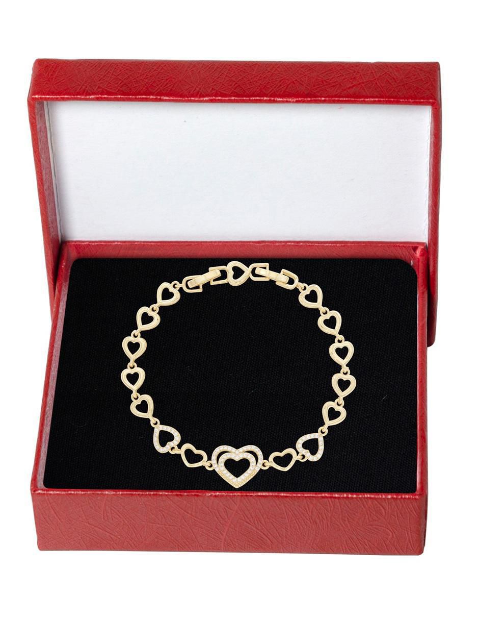 Pulsera con zirconia 18 K acabado chapa de oro 5