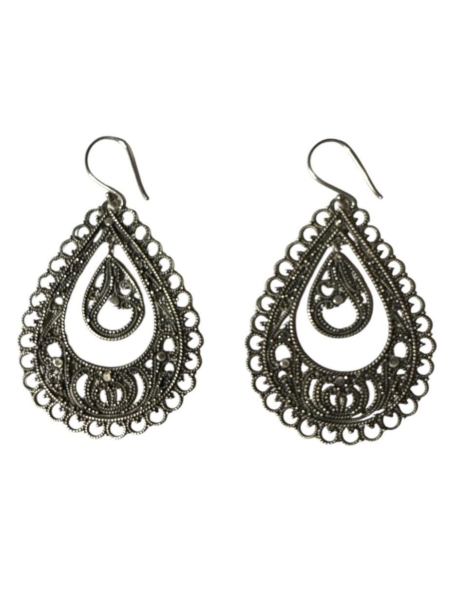Aretes de gota de plata P 925 con acabado plateado