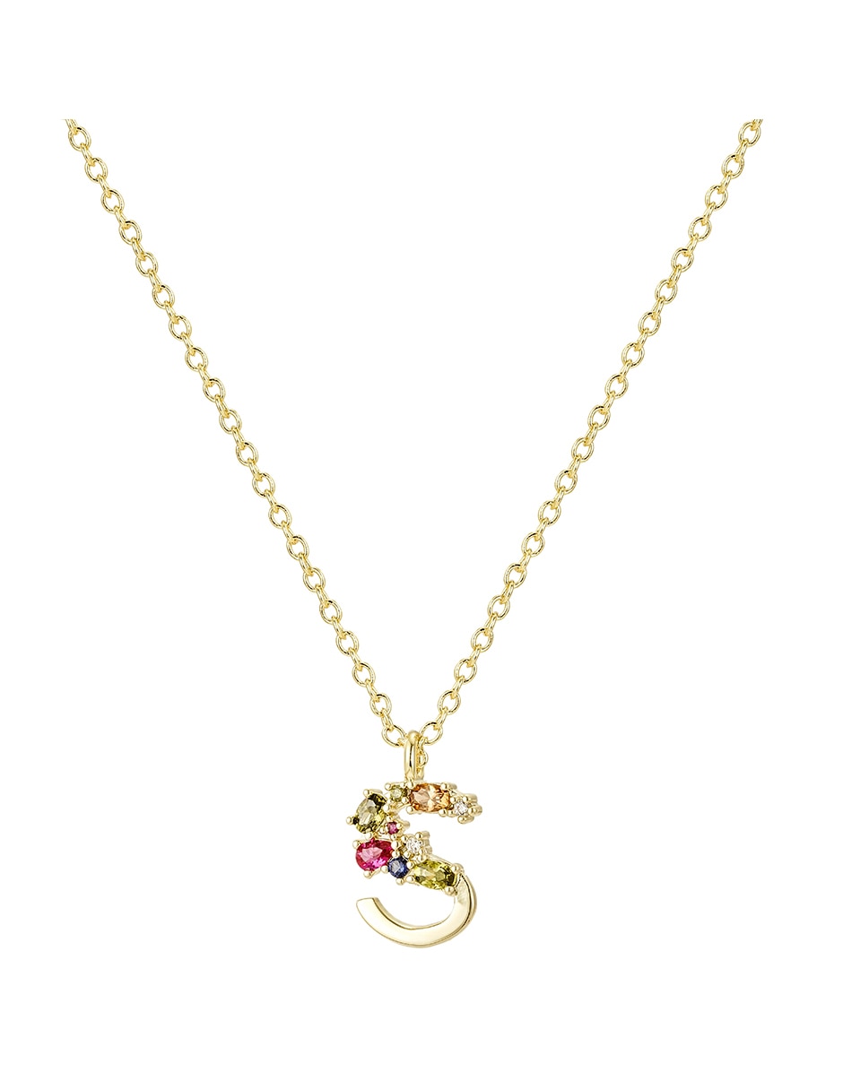 Collar con dije de baño de oro 14 K