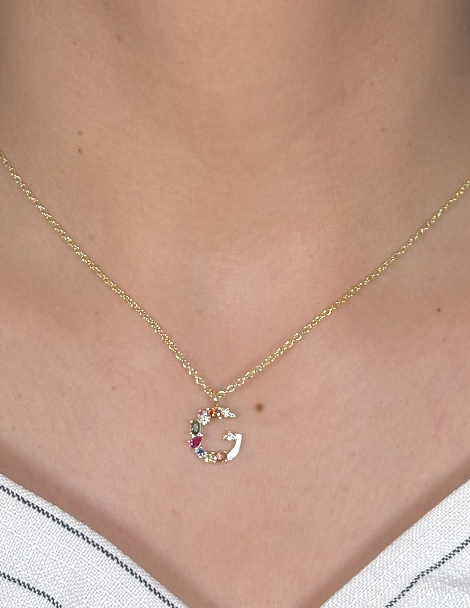 Collar con dije de baño de oro 14 K