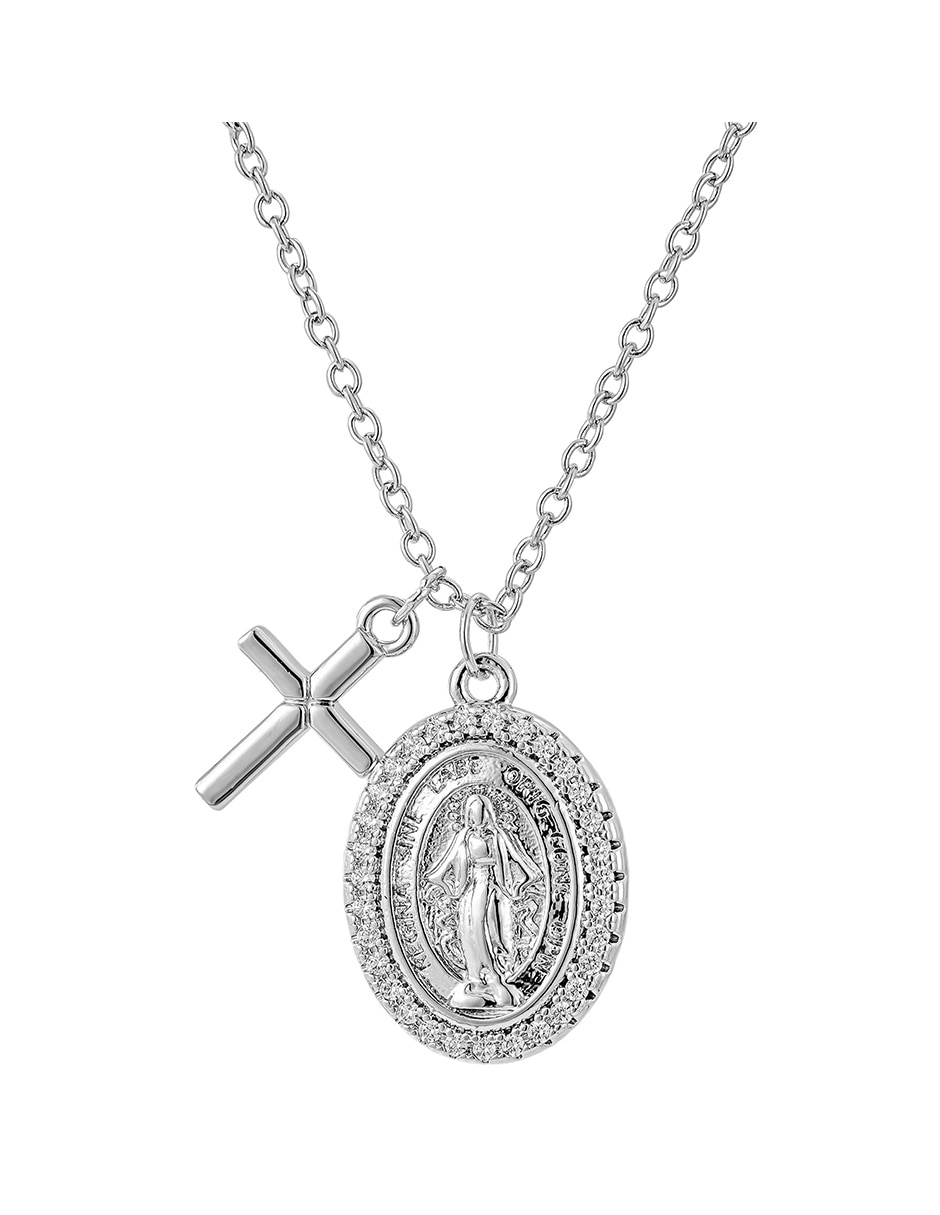 Collar con dije de ovalado Religiosos de baño de oro 14 K Collar con dije de ovalado Religiosos de baño de oro 14 K