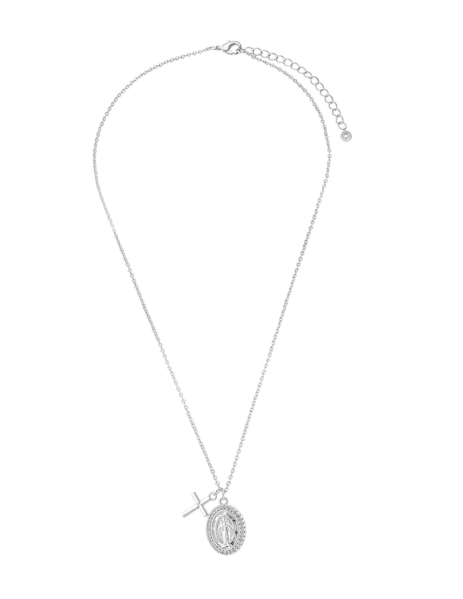 Collar con dije de ovalado Religiosos de baño de oro 14 K 2
