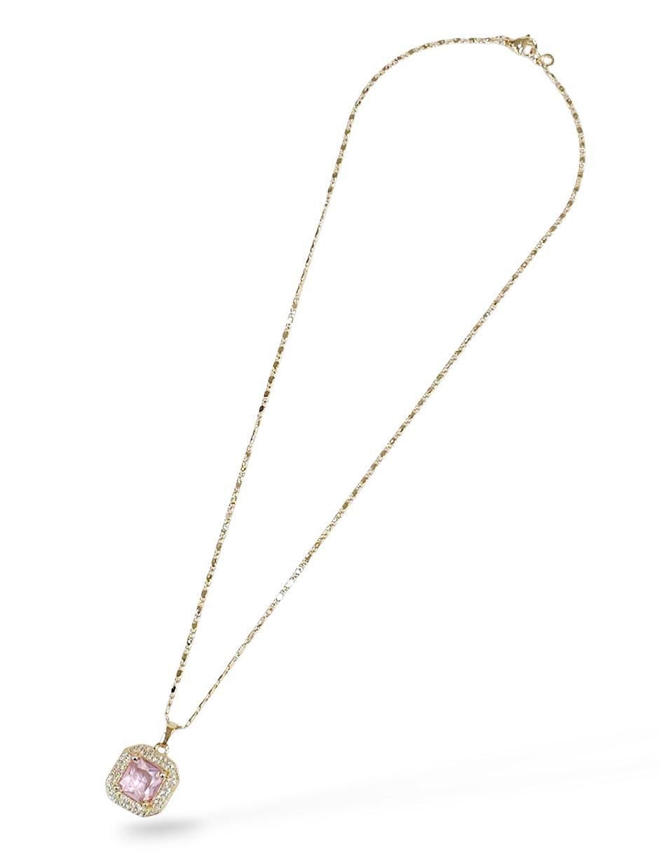 Aretes y collar hexagonal 18 k zirconia