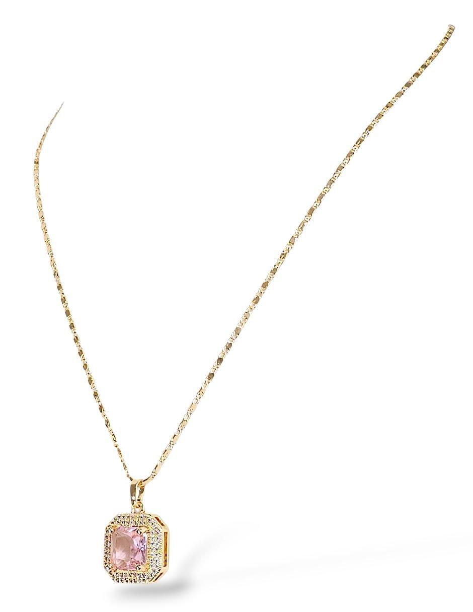 Aretes y collar hexagonal 18 k zirconia