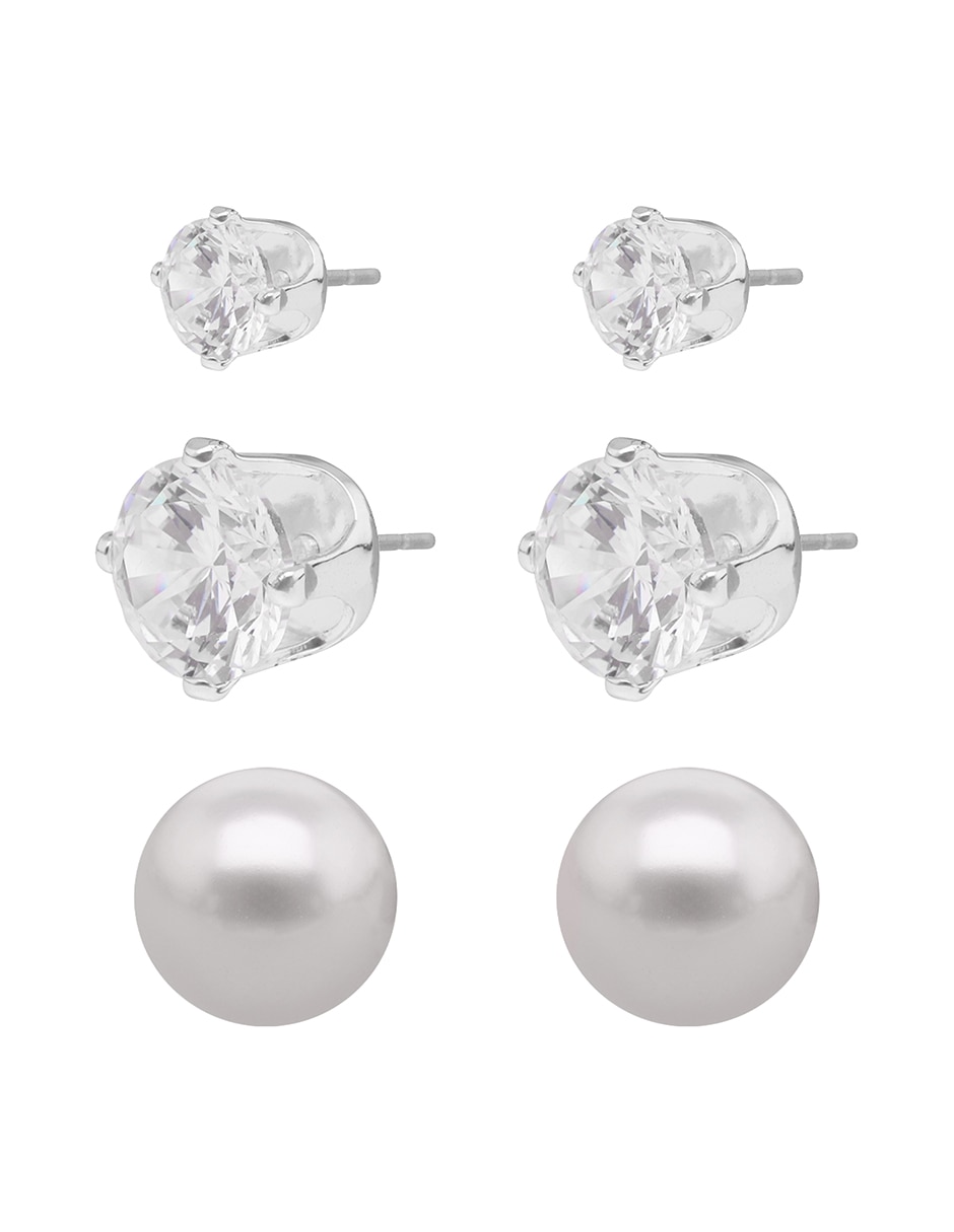 Set de aretes cortos con acabado brillante 2