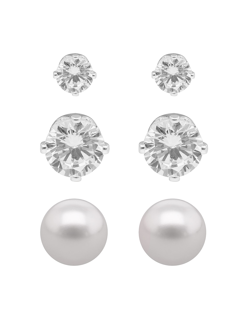 Set de aretes cortos con acabado brillante 1