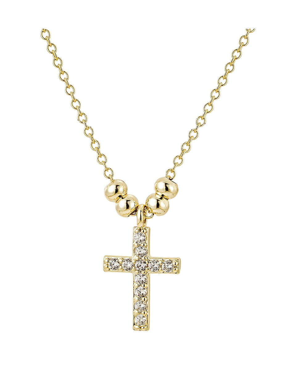 Collar con dije de cruz Religiosos de baño de oro 14 K