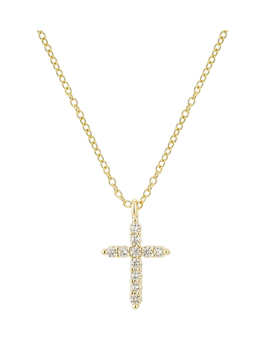 Collar con dije de cruz Religiosos de baño de oro 14 K