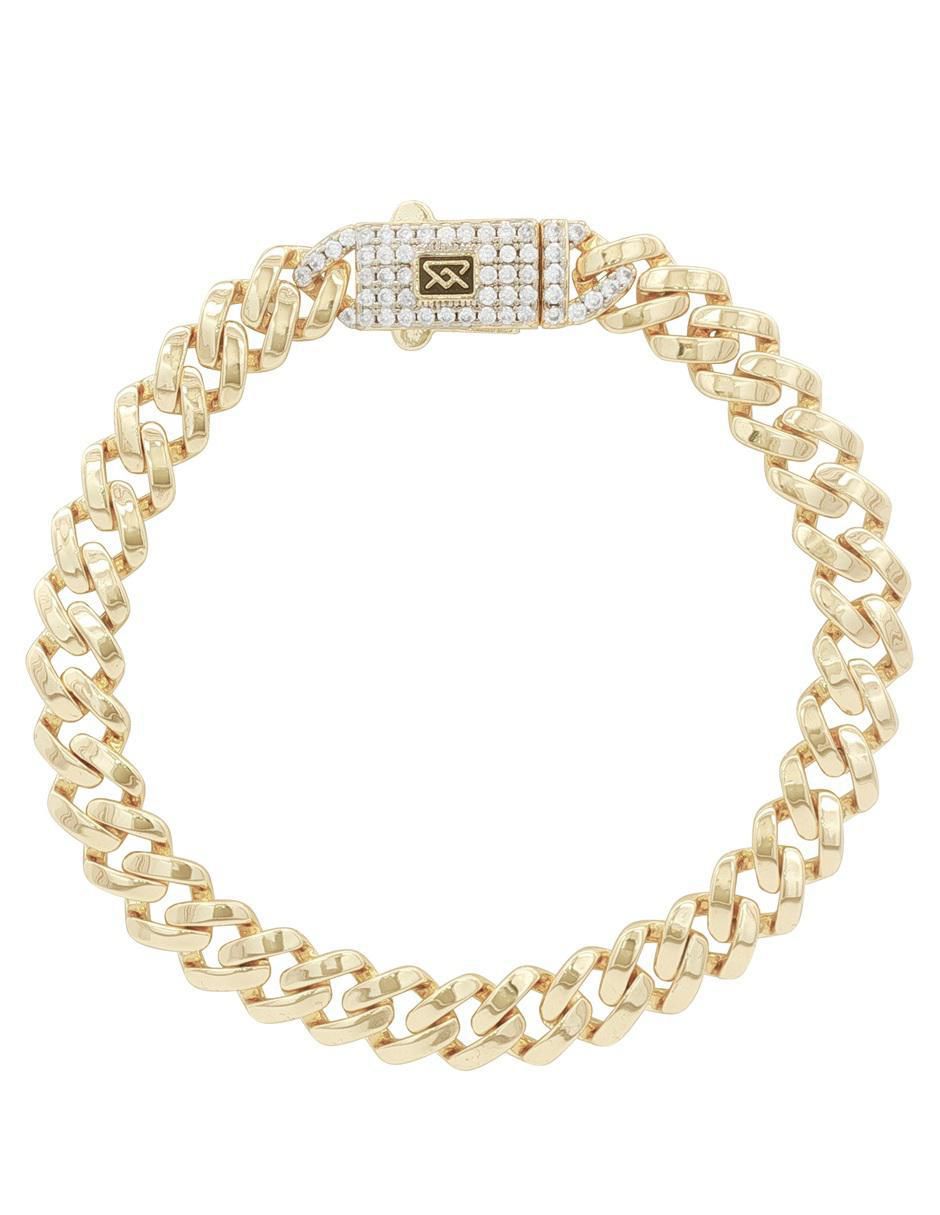 Pulsera con zirconia 18 K acabado chapa de oro