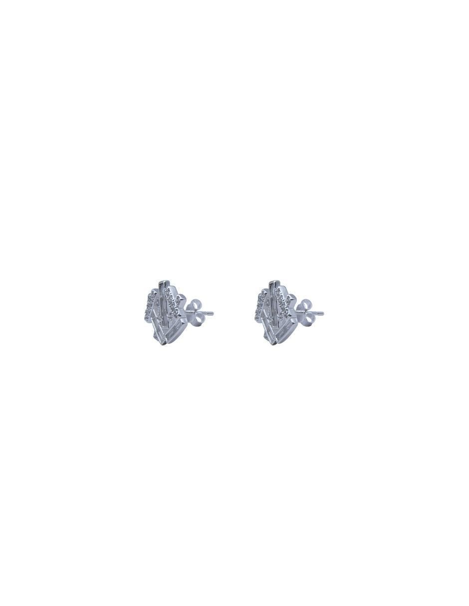 Broqueles de flor de plata P 925 con acabado pulido