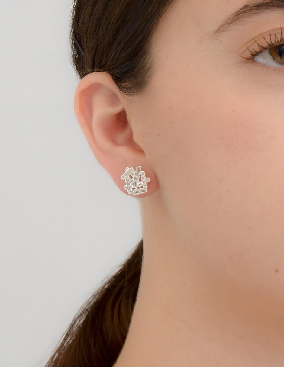 Broqueles de flor de plata P 925 con acabado pulido