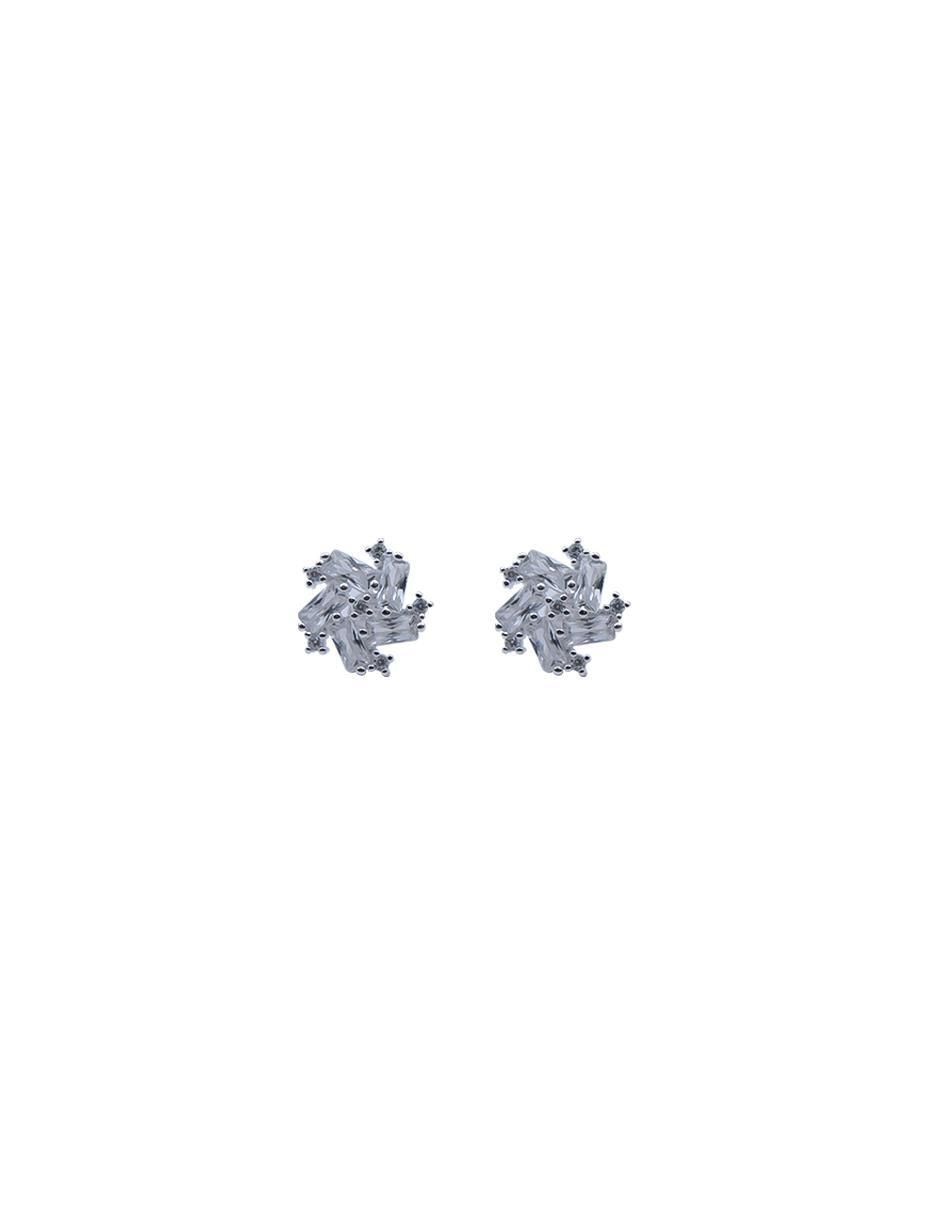 Aretes de flor de plata P 925 con acabado pulido
