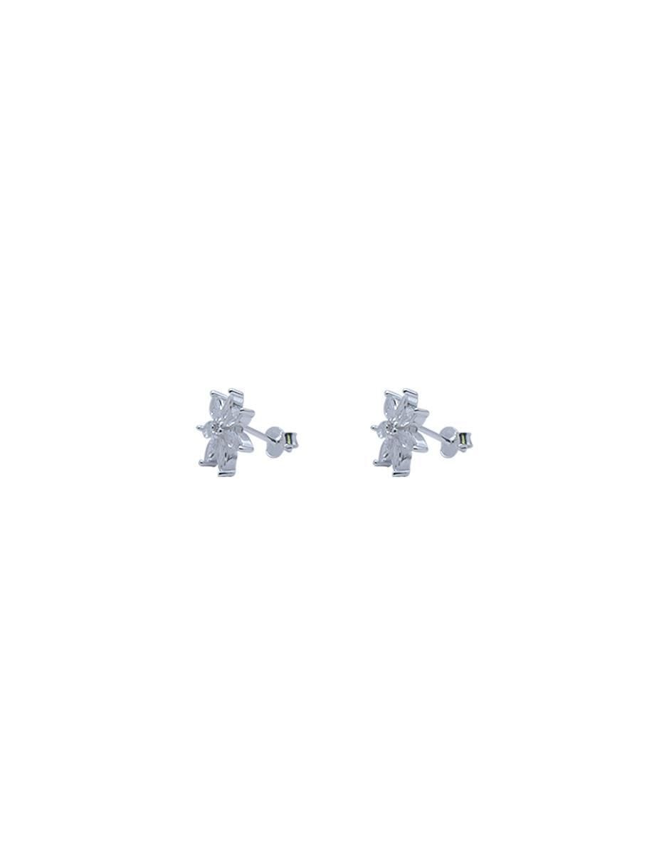 Broqueles de flor de plata P 925 con acabado pulido