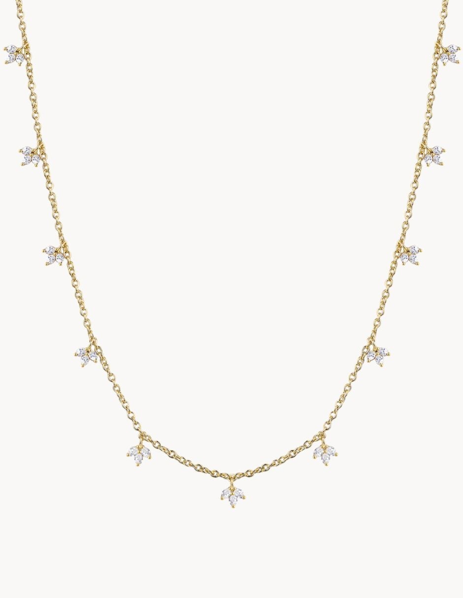 Collar de flor Olivia Wild de baño de oro 18 K