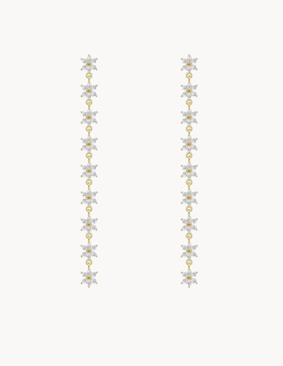 Aretes de flor con acabado baño de oro 18 K Aretes de flor con acabado baño de oro 18 K