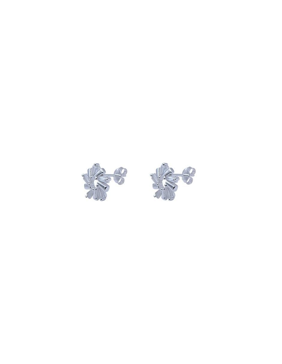 Broqueles de flor de plata P 925 con acabado pulido