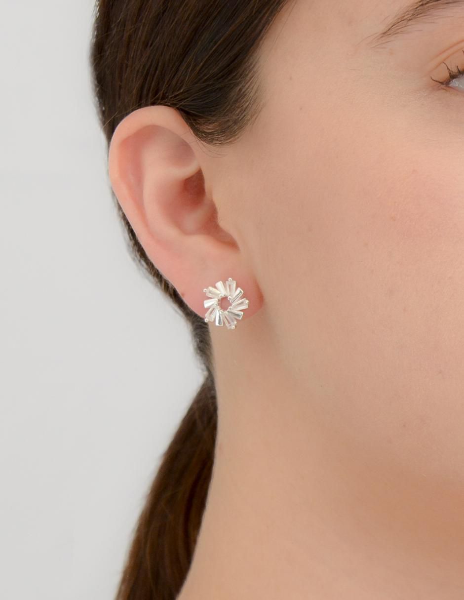 Broqueles de flor de plata P 925 con acabado pulido