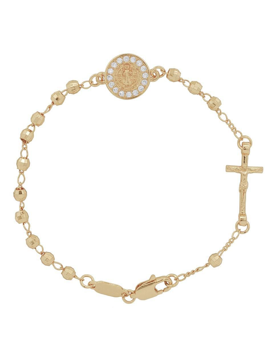 Pulsera con zirconia 18 K acabado chapa de oro