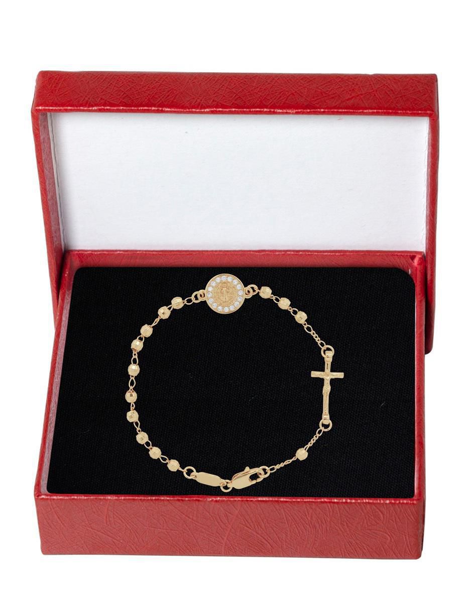 Pulsera con zirconia 18 K acabado chapa de oro 4