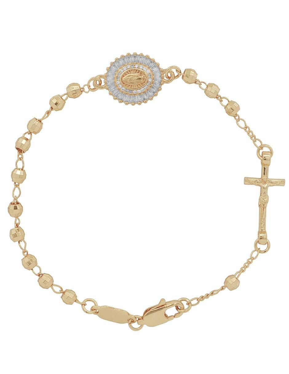 Pulsera con zirconia 18 K acabado chapa de oro