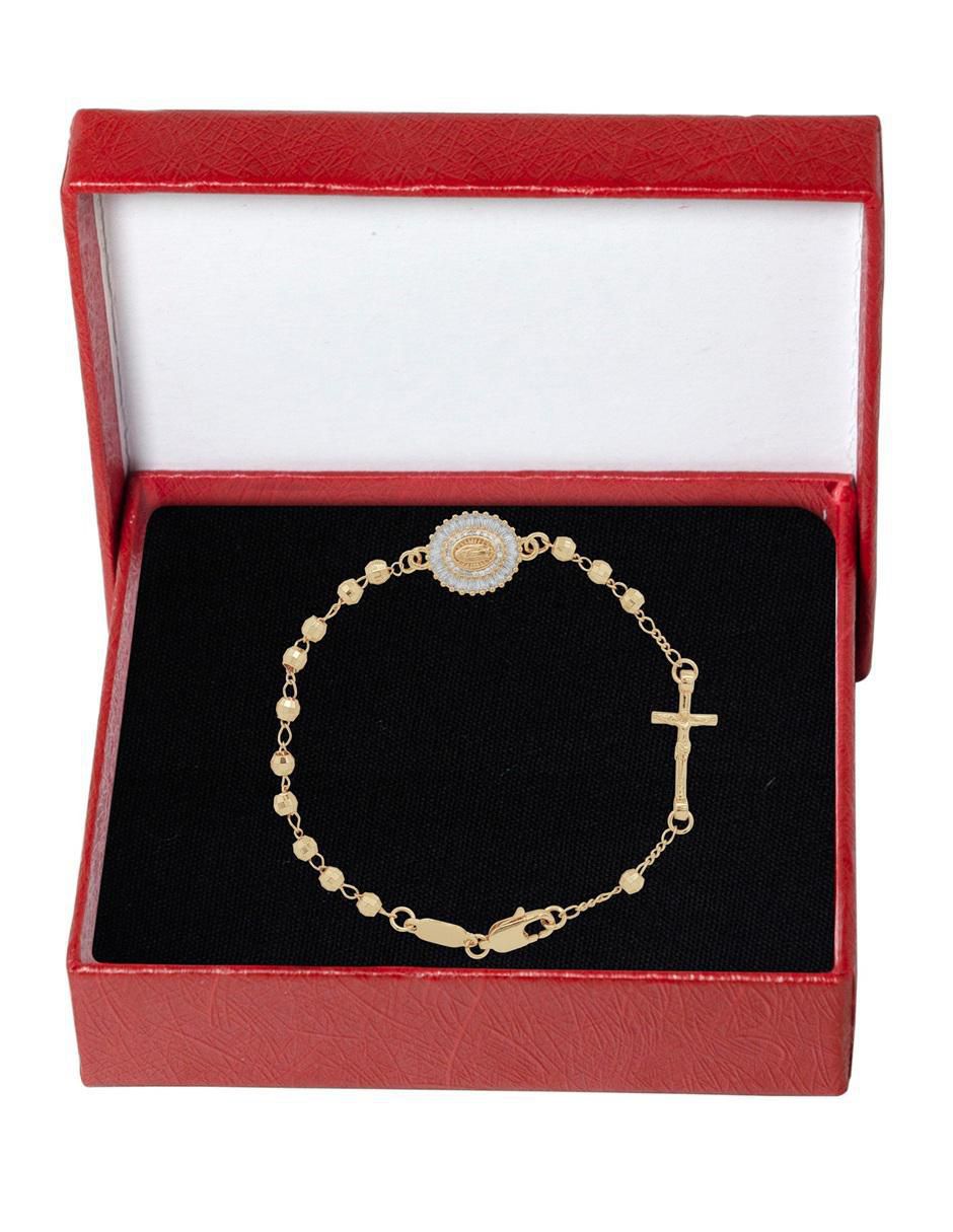 Pulsera con zirconia 18 K acabado chapa de oro 4