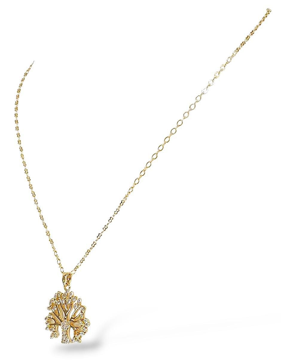 Aretes y collar de árbol 18 k zirconia