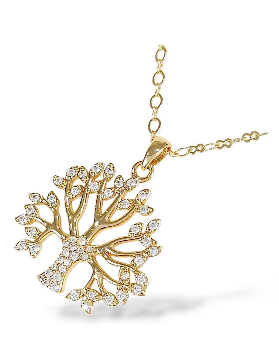 Aretes y collar de árbol 18 k zirconia