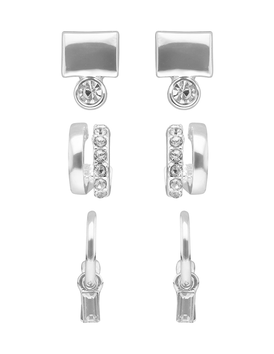 Set de aretes nine west con acabado pavé