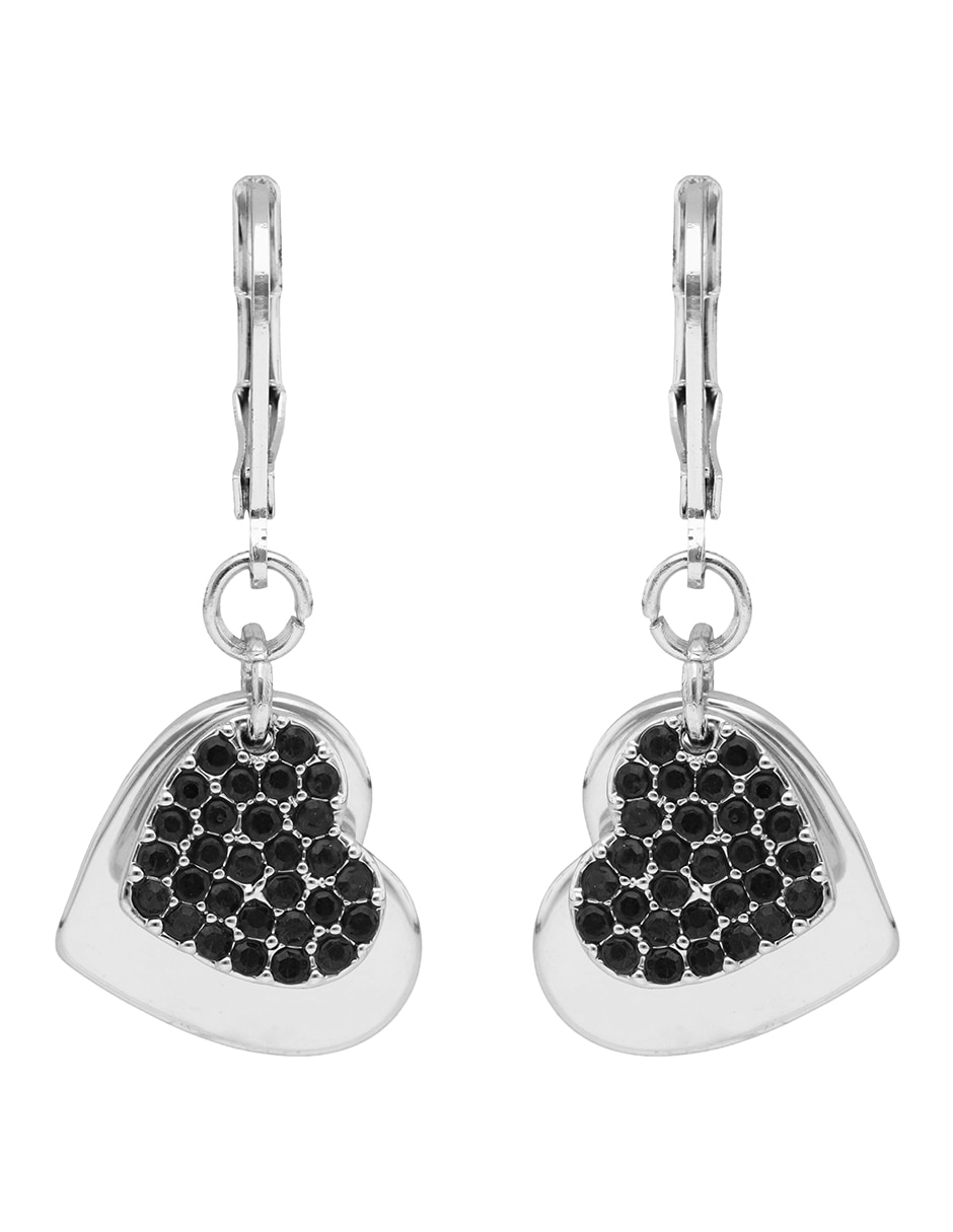 Aretes de corazón con acabado pavé Aretes de corazón con acabado pavé