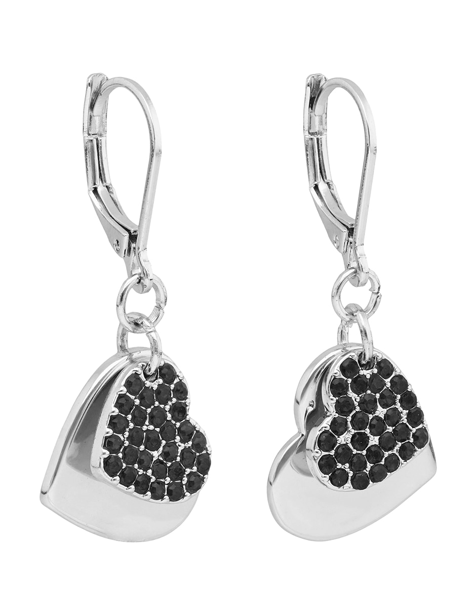Aretes de corazón con acabado pavé 2
